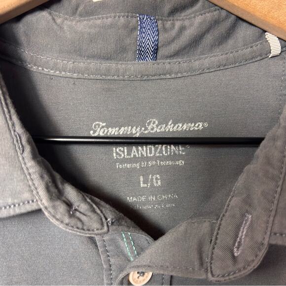TOMMY BAHAMA ISLANDZONE MEN SIZE LARGE SHORT SLEEVE GREY BLUE POLO - Picture 3 of 5